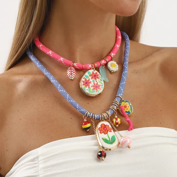 Design Charm Necklace Multicolor Seafood & Shell Pendant Necklace Jewelry - 25