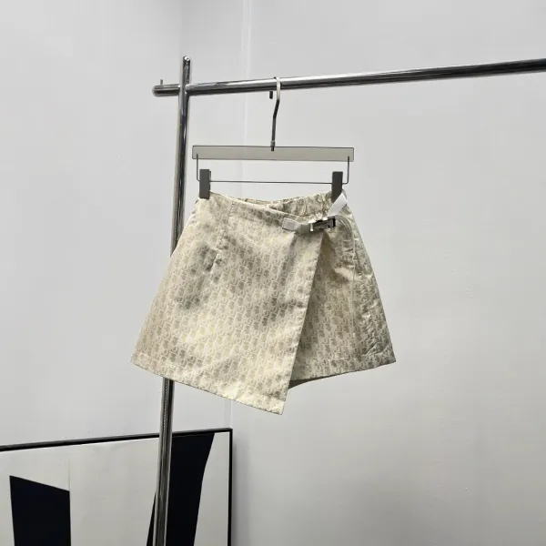 Design Wrap Skirt Beige Jacquard Print Skirt - 1