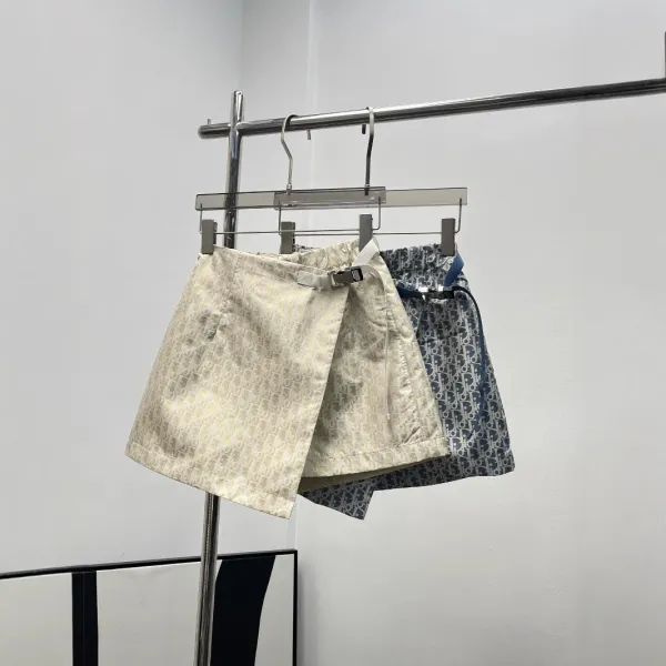 Dior Oblique Print Wrap Shorts Navy Blue - 4