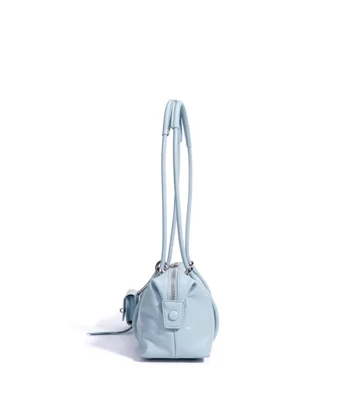 Design Mini Boston Bag in Off-White Patent Leather Handbag - 17