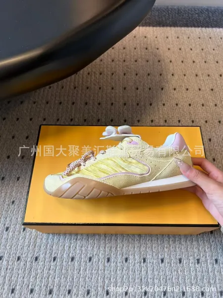 Fendi Bow-Strap Pink Suede Sneakers - 6