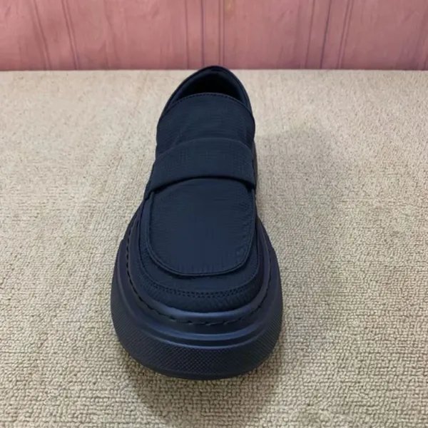 Design Slip-On Loafer with Velcro Strap Black Platform Sneaker Casual Shoes - 9