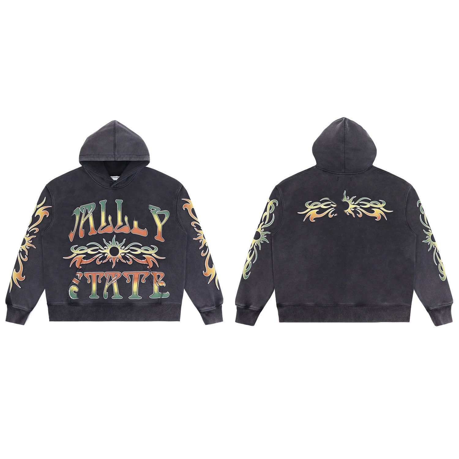 Design Jolly State Gradient Flame Hoodie Black