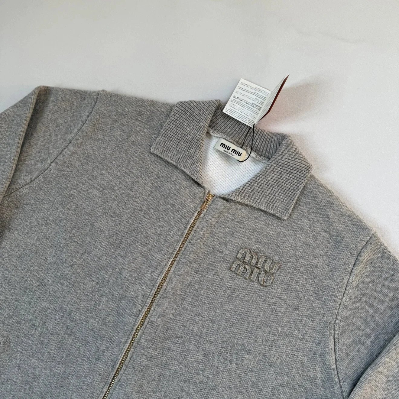 Design Knit Zip-Front Collar Cardigan Gray Outerwear.cardigan - 14