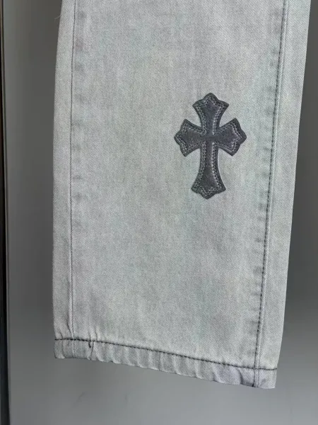 Chrome Hearts Cross-Embroidered Light Wash Jeans - 5
