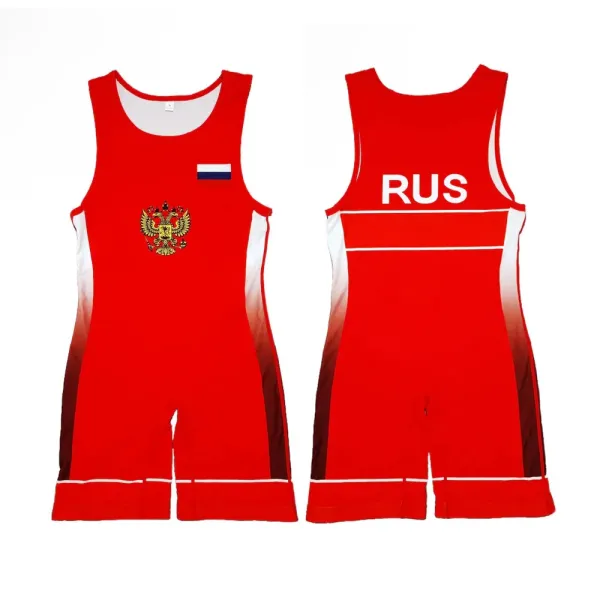 Design Russia National Team Wrestling Singlet Red Activewear - 1