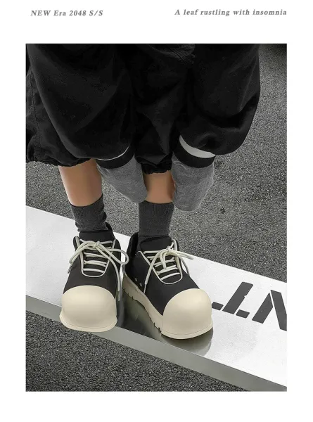 Design 1726 Black Canvas Toe Cap Sneakers Chunky Sneakers - 9