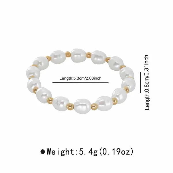 Design Green and Cream Resin Bead Stretch Bracelet - 13