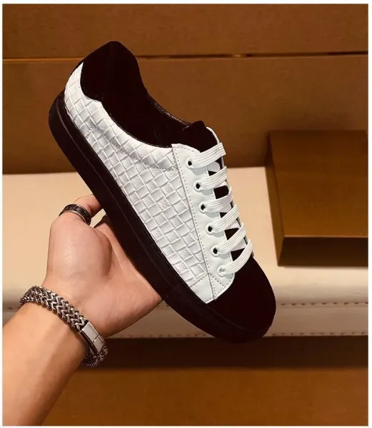 Bottega Veneta Intrecciato Leather Sneakers White and Black - 9