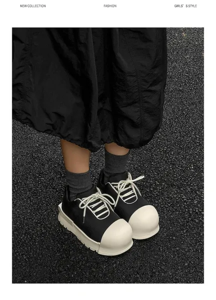 Design 1726 Black Canvas Toe Cap Sneakers Chunky Sneakers - 11