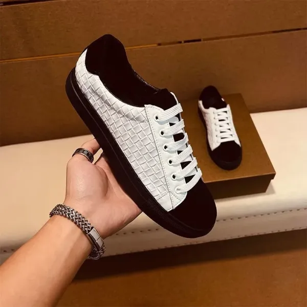 Bottega Veneta Intrecciato Leather Sneakers White and Black - 12