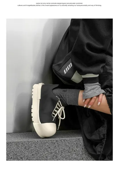 Design 1726 Black Canvas Toe Cap Sneakers Chunky Sneakers - 13