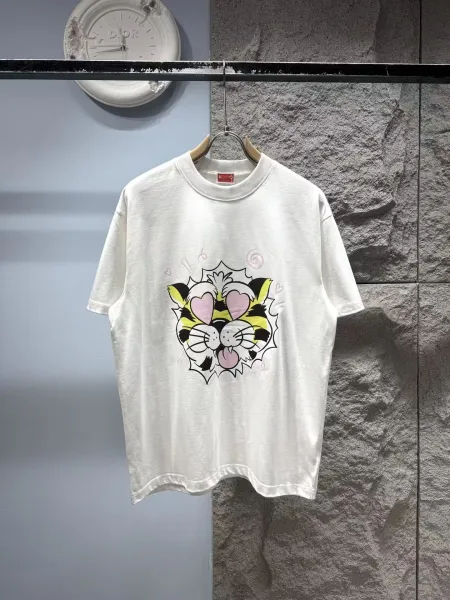Design Tiger Face Graphic Print White T-Shirt - 1