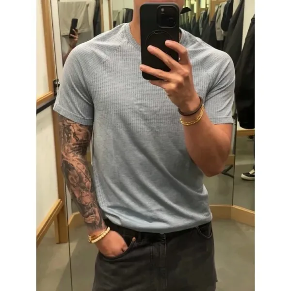 Design Textured Performance T-Shirt Gray - 5