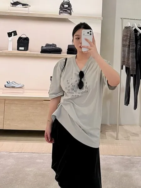 Maison Margiela Number Print Oversized T-Shirt Light Gray - 5