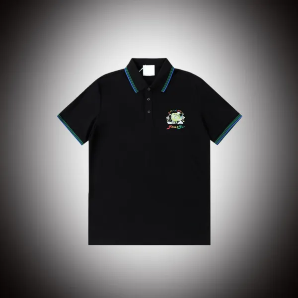 Design Polo Shirt White with Green Trim and Embroidered Graphic Tops Polo - 8