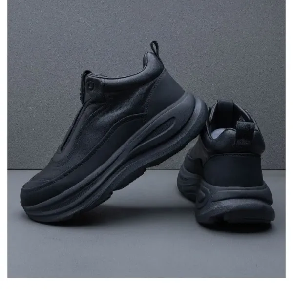 Design Chunky Leather Slip-On Sneakers Black - 10