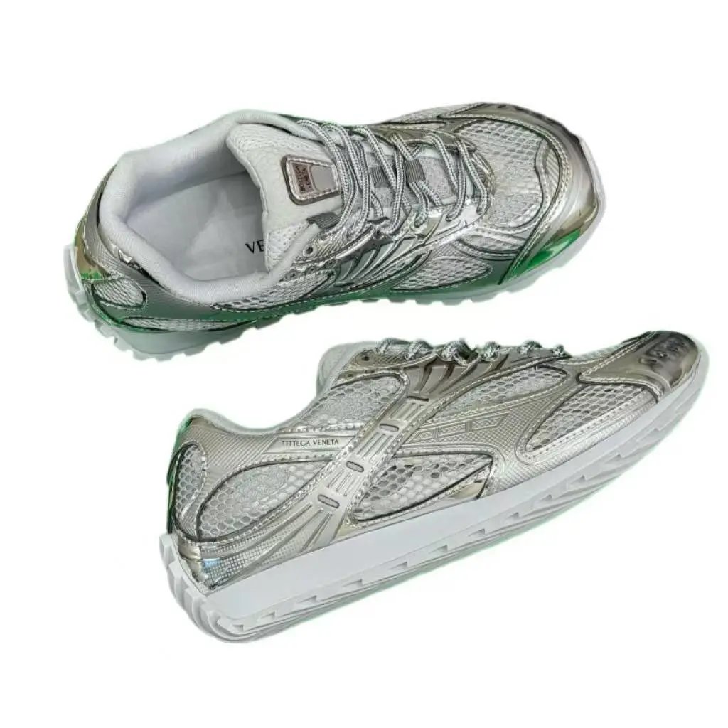 Bottega Veneta BV Sport Silver Metallic Mesh Sneakers