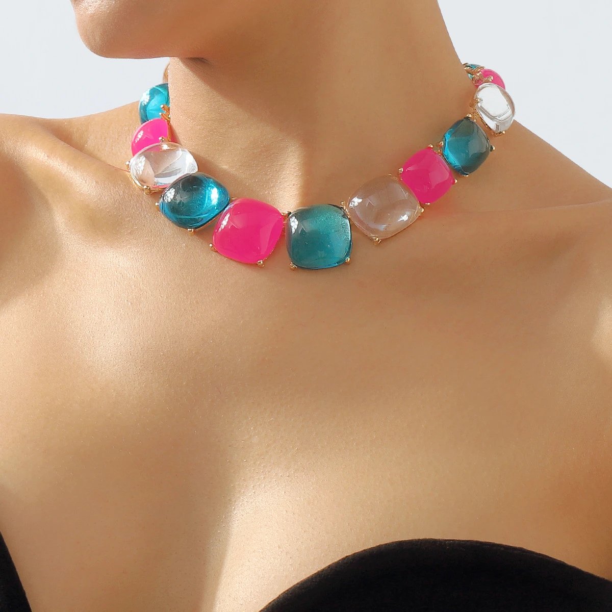 Design Statement Crystal Gradient Necklace Jewelry - 12