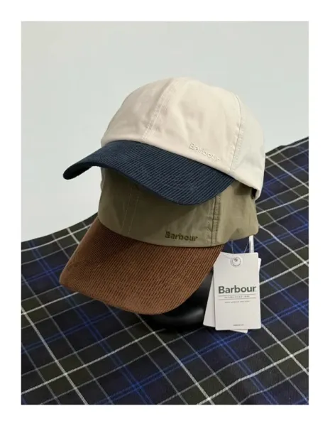 Burberry Barbour Corduroy Brim Baseball Cap Olive / Brown and Cream / Navy Hats - 13