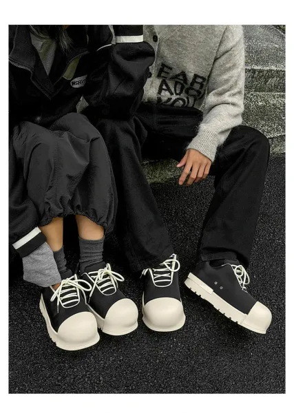 Design 1726 Black Canvas Toe Cap Sneakers Chunky Sneakers - 26