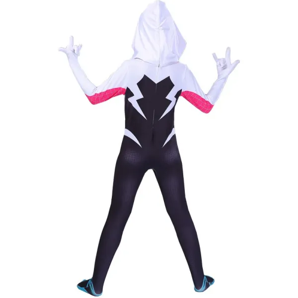 Design Spider-Gwen Inspired Full-Body Zentai Suit Purple Pink White Cosplay Costume Clothing - 6