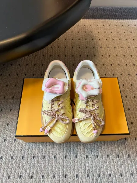 Fendi Mon Tresor Yellow and Pink Leather Sneakers Chunky Sneakers - 1