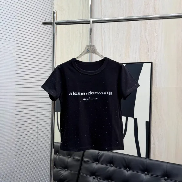 Alexander Wang Logo Print Sparkle Black T-Shirt - 1