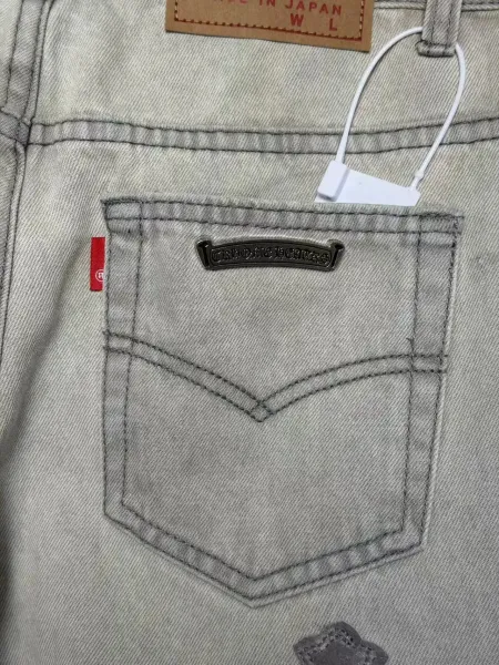 Chrome Hearts Cross-Embroidered Light Wash Jeans - 8