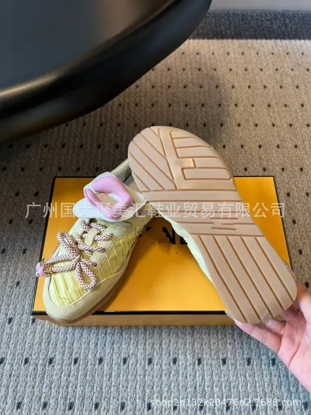 Fendi Bow-Strap Pink Suede Sneakers - 7