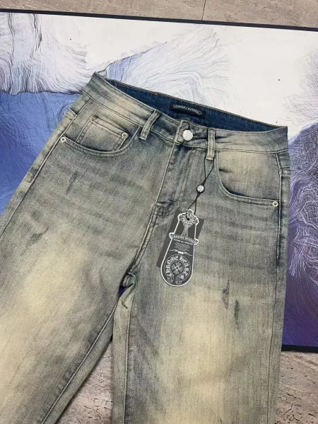 Chrome Hearts Distressed Washed Denim Jeans - 3