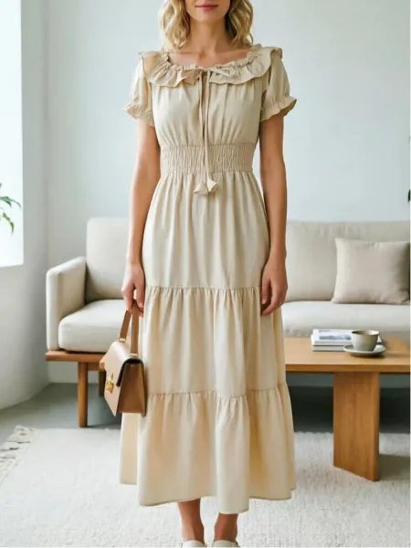 Design White Off-Shoulder Tiered Maxi Dress - 20