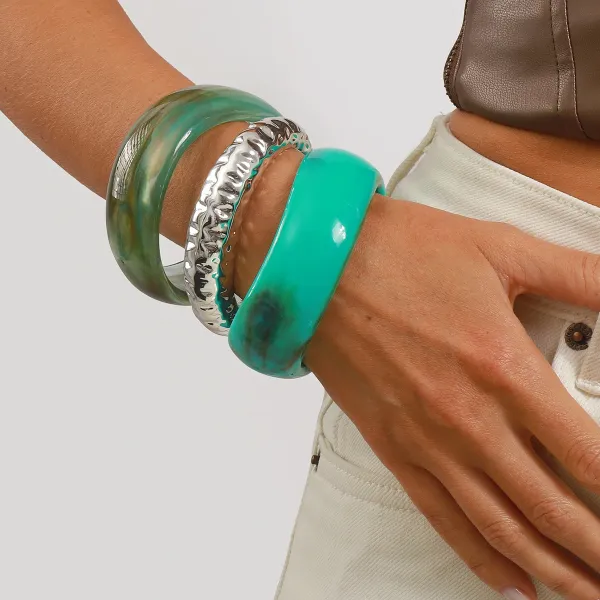 Design Studded Two-Tone Cuff Bracelet Gold Silver Jewelry - 9