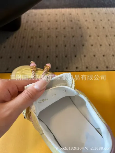 Fendi Bow-Strap Pink Suede Sneakers - 8