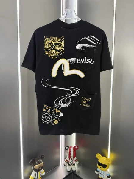 Evisu Craft With Pride Graphic Pocket T-Shirt Black - 1