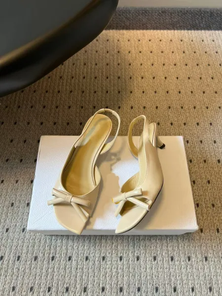Design Black Bow-Embellished Slingback Block Heel Sandals Heels - 19
