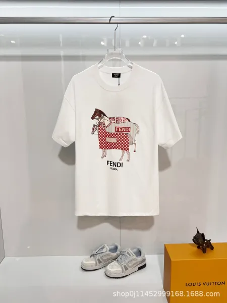 Fendi Horse Print Graphic T-Shirt Black - 5