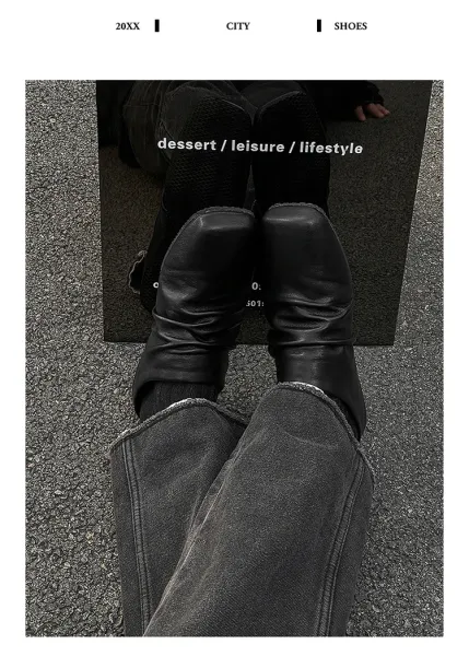 Design Square-Toe Leather Mule Black Shoes Slippers - 5