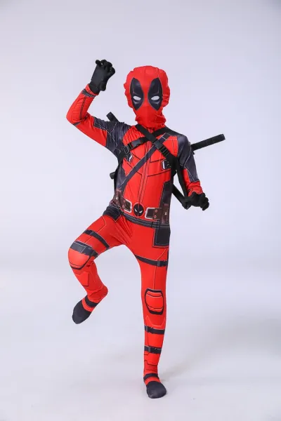 Design Deadpool Costume Red Black Full-Body Suit Clothing - 5