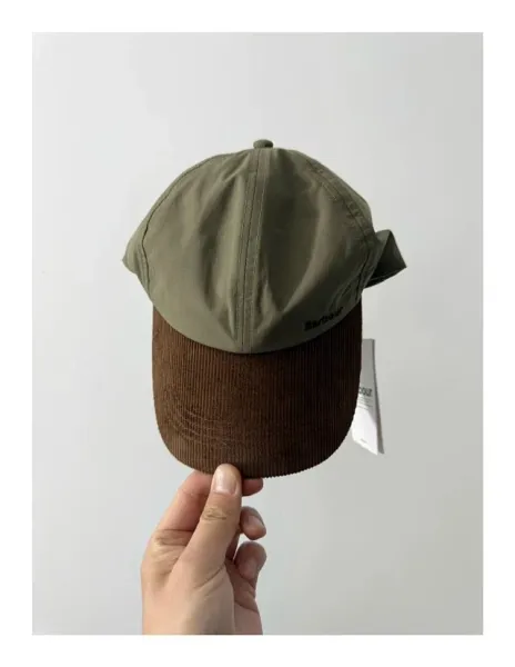 Burberry Barbour Corduroy Brim Baseball Cap Olive / Brown and Cream / Navy Hats - 32