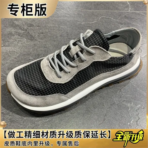 Design Grid Mesh Suede Sneakers Black Gray - 1