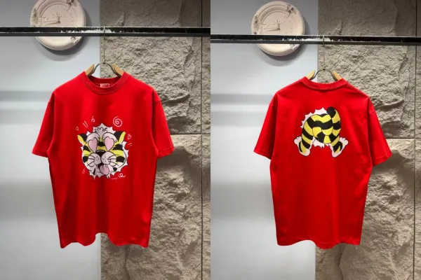 Dior x KAWS Tiger Print Red T-Shirt - 1