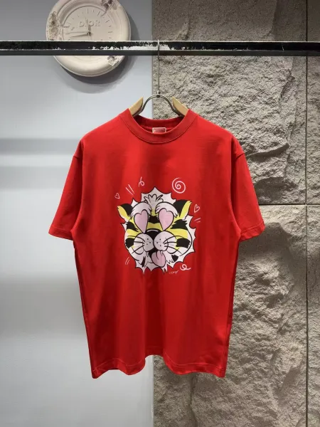 Dior x KAWS Tiger Print Red T-Shirt - 5
