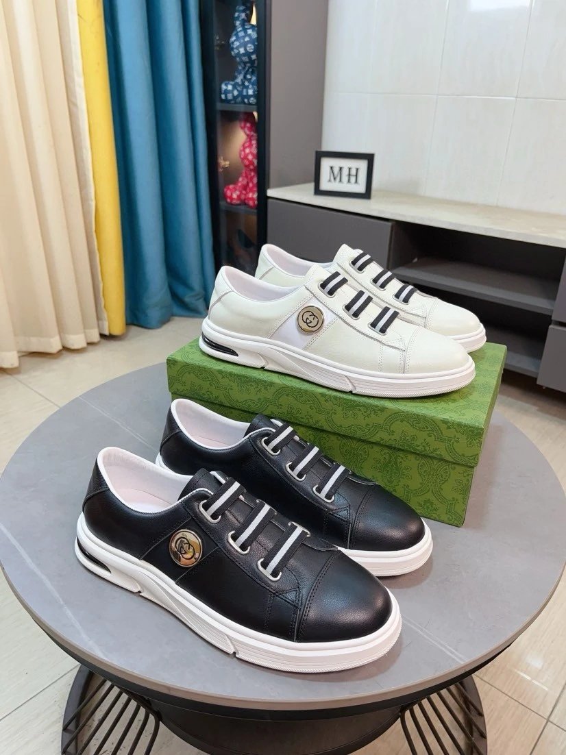 Design Slip-On Sneakers with Striped Elastic Bands and Metallic Logo White Sneakers - 4