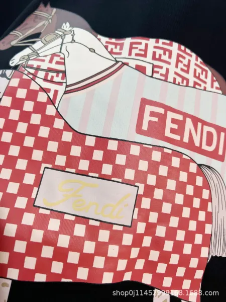 Fendi Horse Print Graphic T-Shirt Black - 7