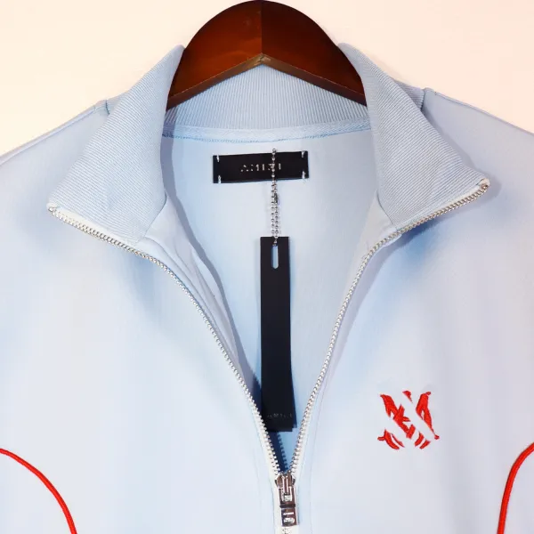 Design Skeleton Print Track Jacket Light Blue Outerwear - 11
