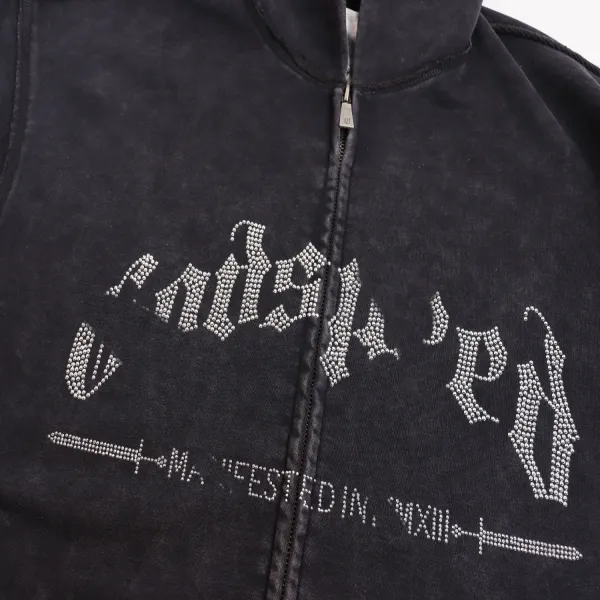 Design Red Gothic Script Zip-Up Hoodie - 2