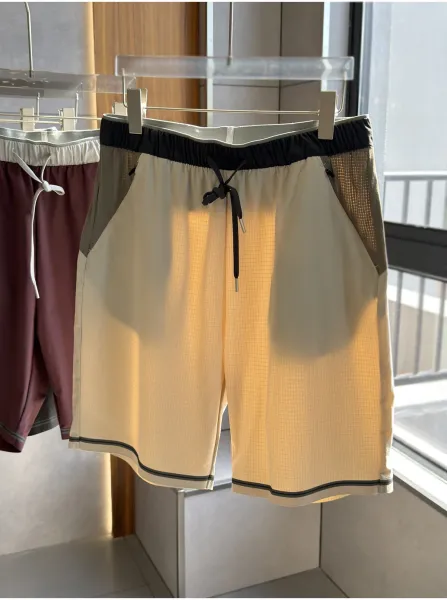 Design Grid-Panel Mesh Shorts Beige - 1