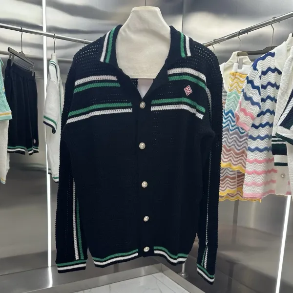 Design Knit Sweater with Green Logo Pattern White - 27