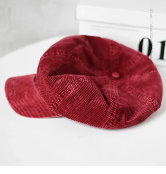 Design Corduroy Newsboy Cap Olive Green Hat - 2